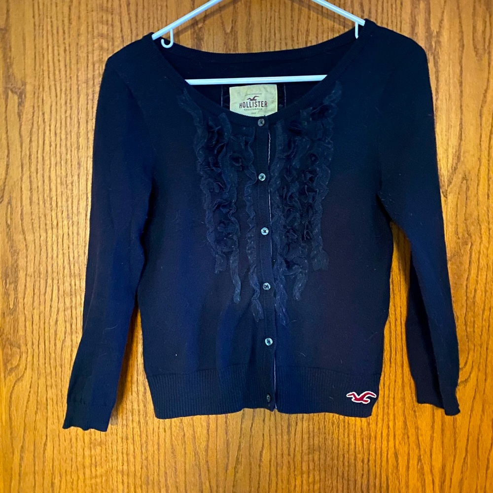 Hollister lace navy blue cardigan. Excellent condition. Junior’s large